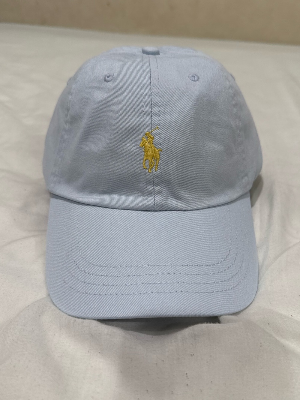 Polo by Ralph Lauren Pale Blue Cotton Polo Cap with Yellow Pony
